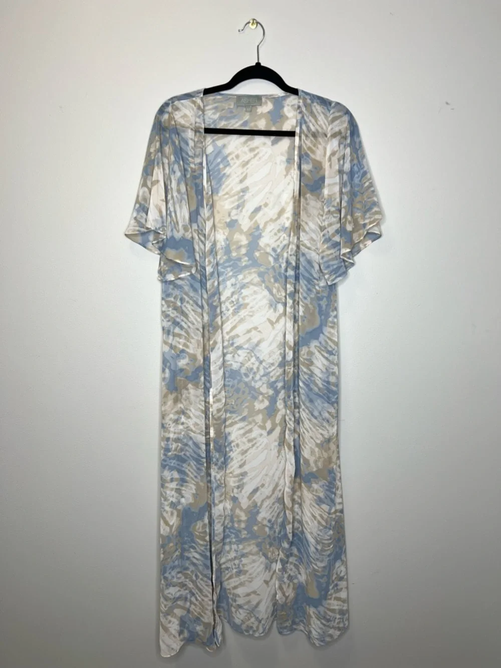 ASHER Boho Christian Flutter Sleeve Semi Sheer flowy Open Front Duster size M